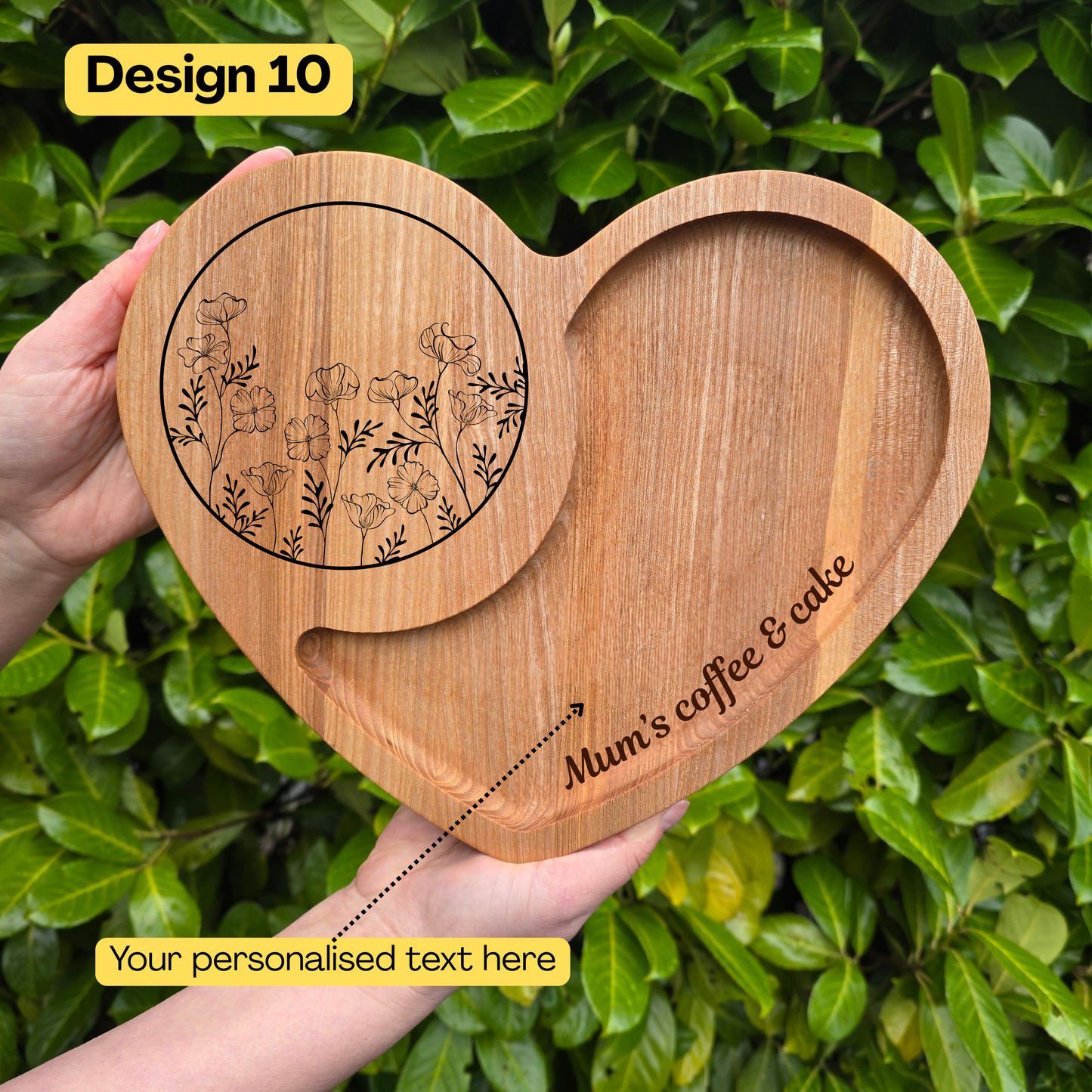Personalised Heart Shaped Wooden Platter Gift for Newlyweds