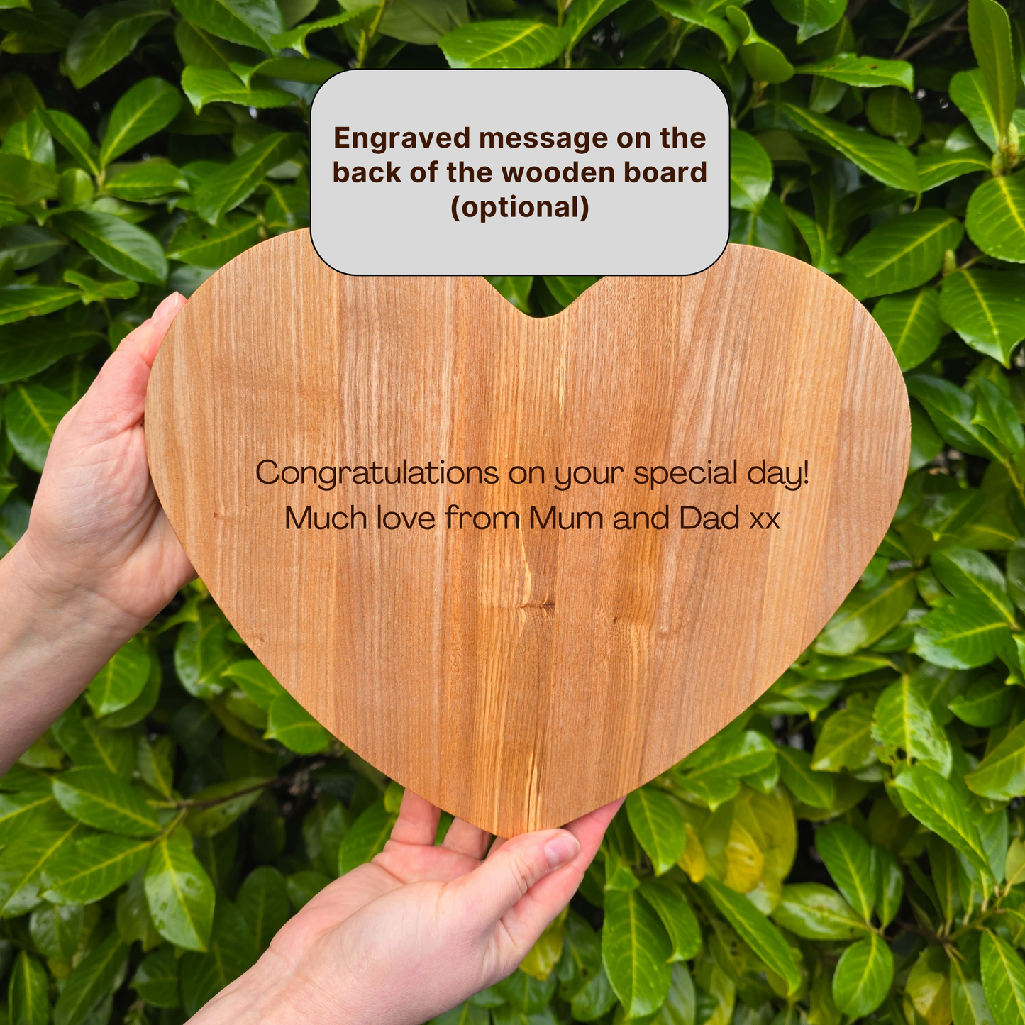 Personalised Wooden Platter Heart Shaped Anniversary Gift