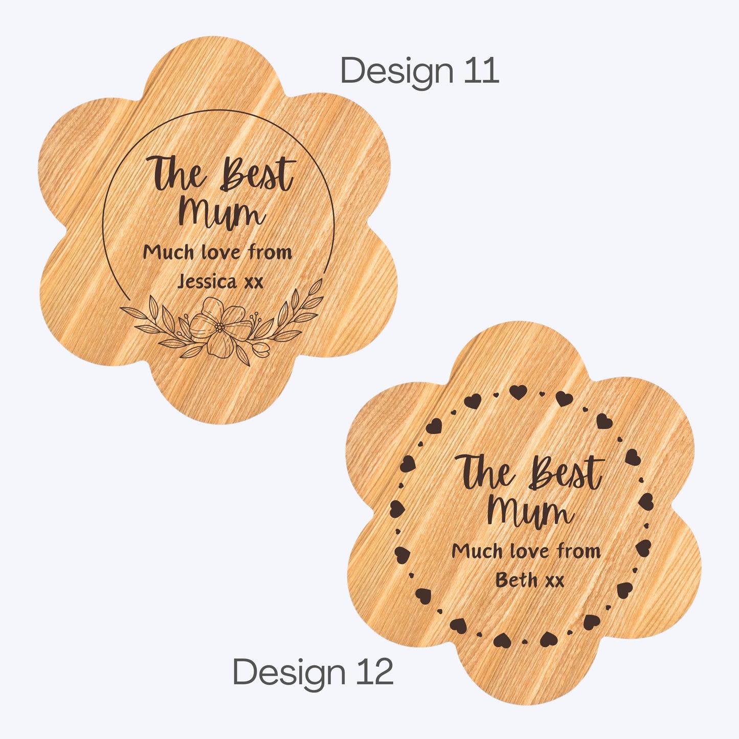 Flower Shaped Personalised Wooden Serving Platter