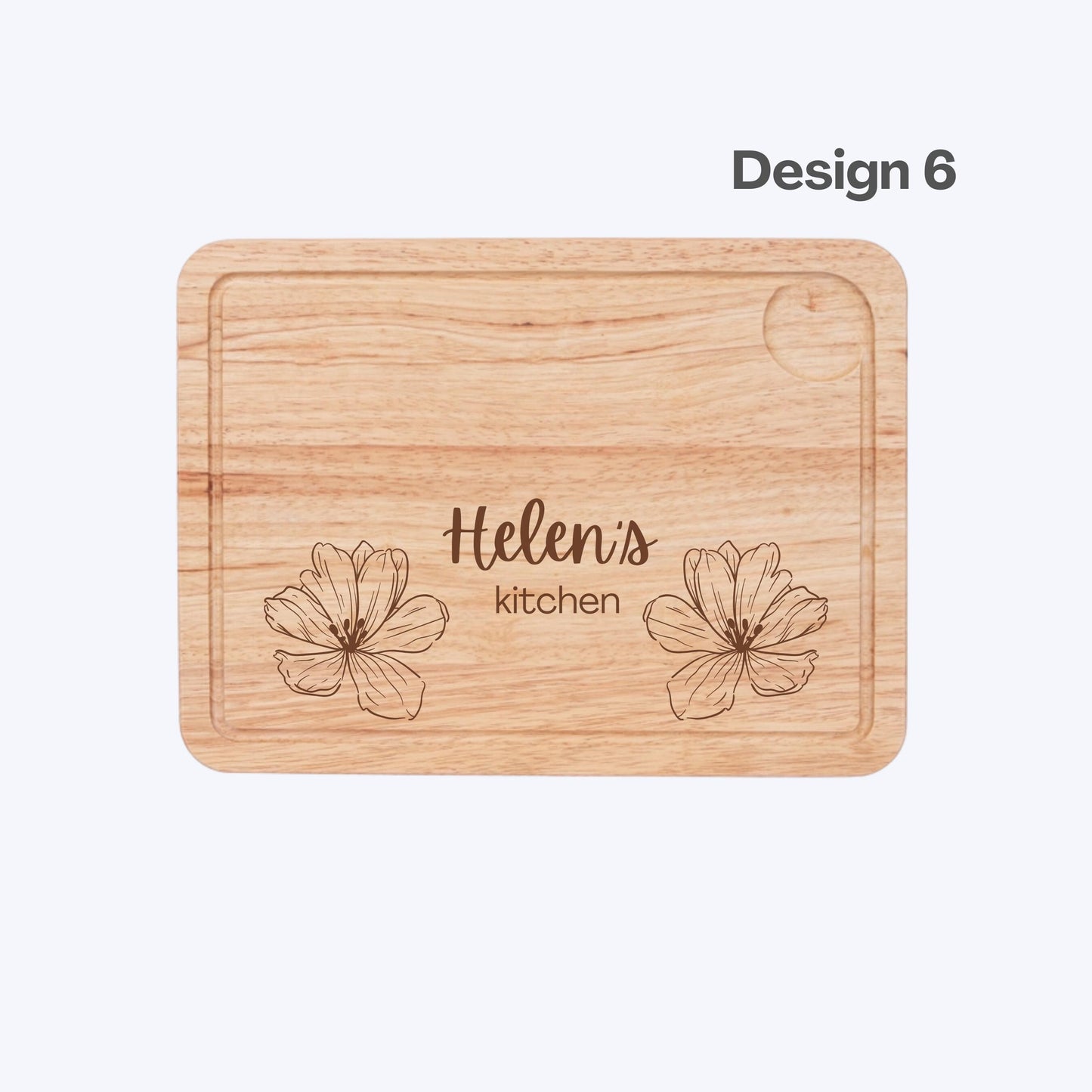 Personalised Flowers Engraved Wooden Serving Board Birthday Gift