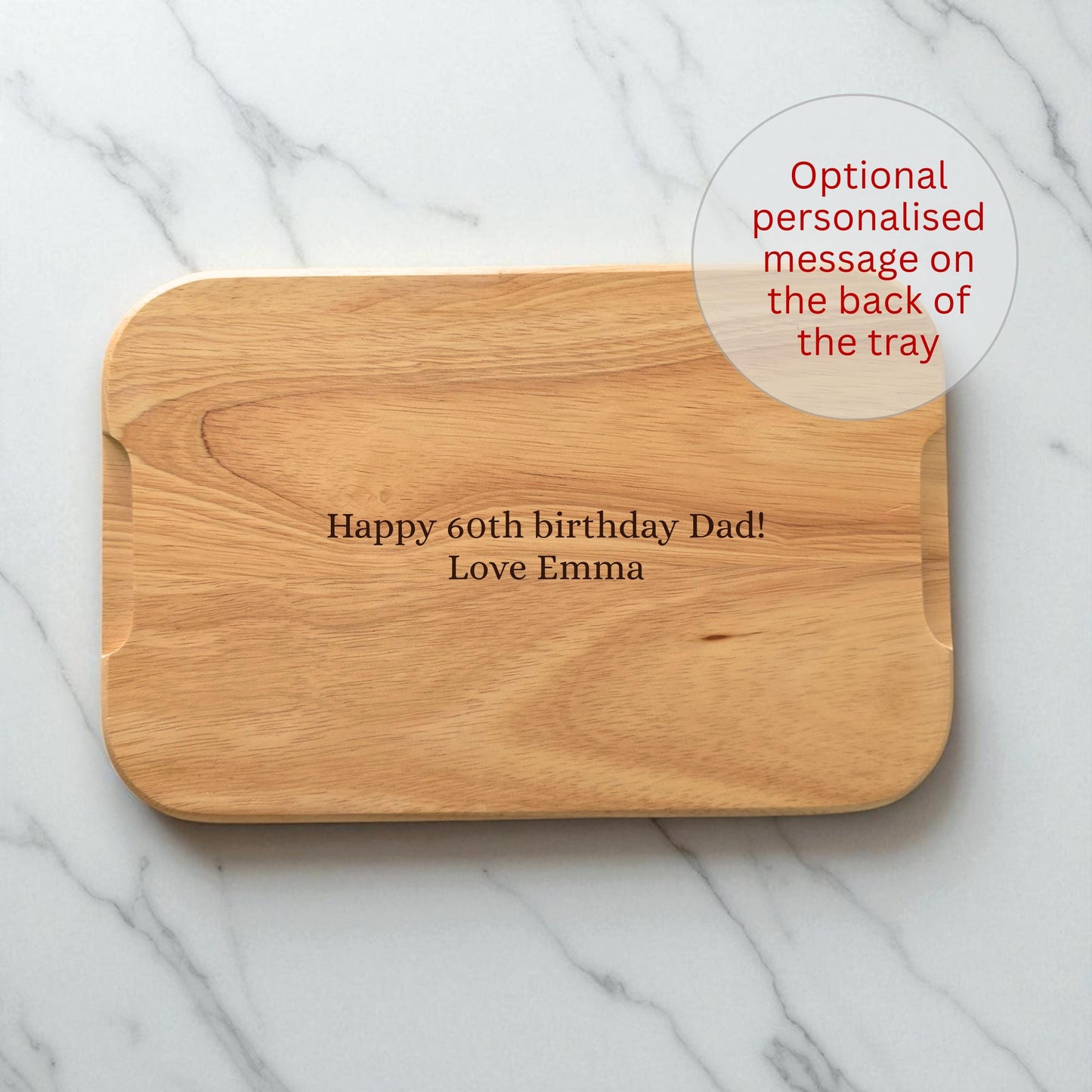 Personalised Wooden Tea and Biscuit Board: Secret Santa Gift for Work Colleague, Friend or Family