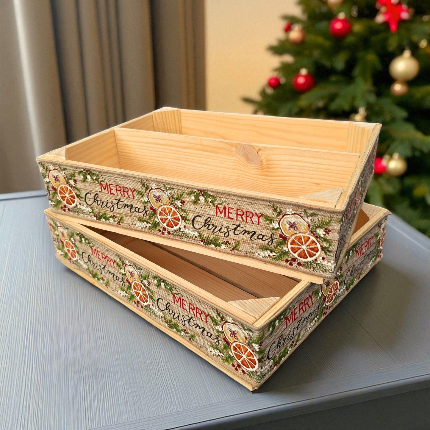 Christmas Gift Hamper, Empty Wine Box, Gift Box Basket