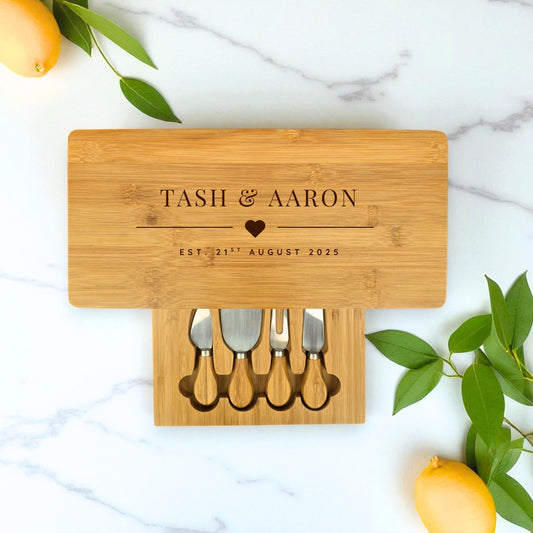 Large Personalised Cheese Board Set Wedding Gift