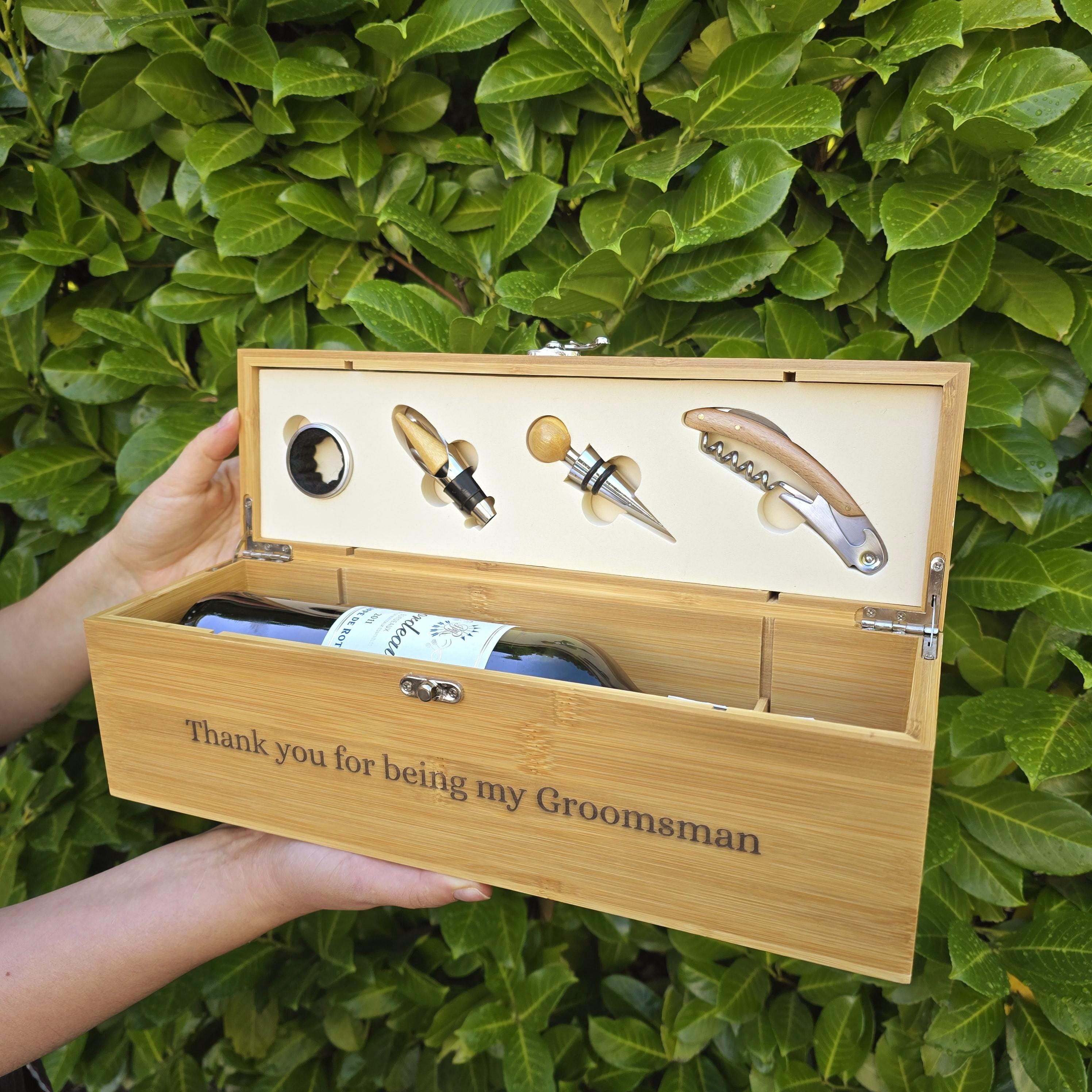 Personalised Engraved Bamboo Wine Gift Box Set - Wedding, Anniversary ...