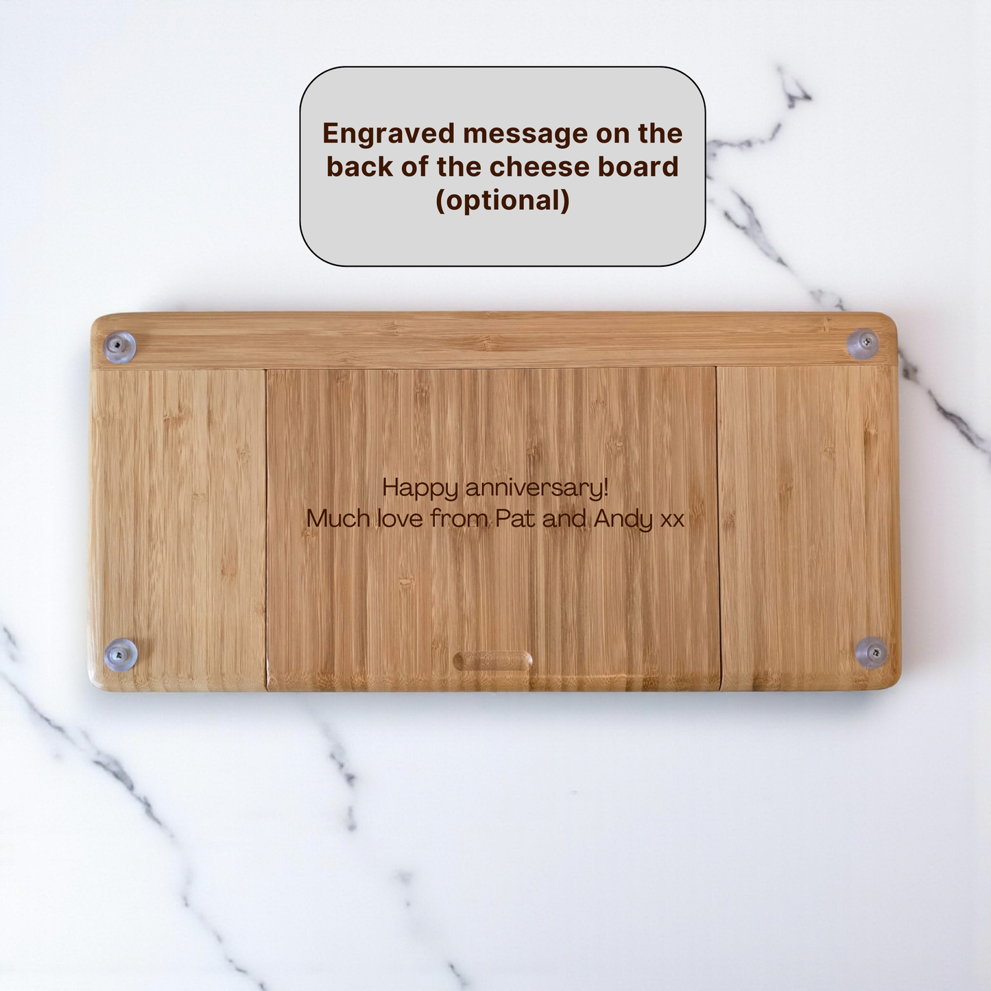 Bamboo Personalised Cheese Board Set Housewarming Gift