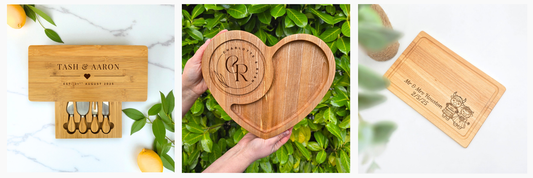Personalised Wooden Wedding Gifts in the UK - Cheese & Charcuterie Boards by AboutWood