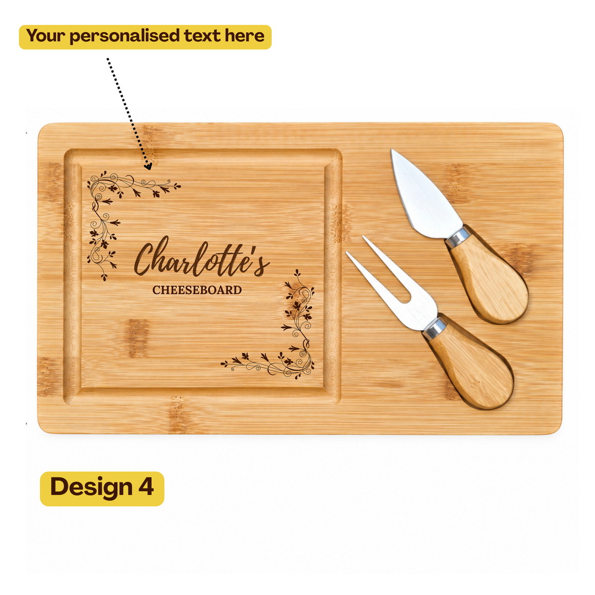 Personalised Bamboo Cheese Board : Wedding, Anniversary & Housewarming Gift