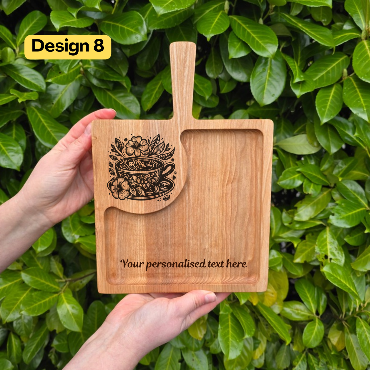 Personalised Wooden Tray Coffee and Cake Serving Board Gift for Teacher