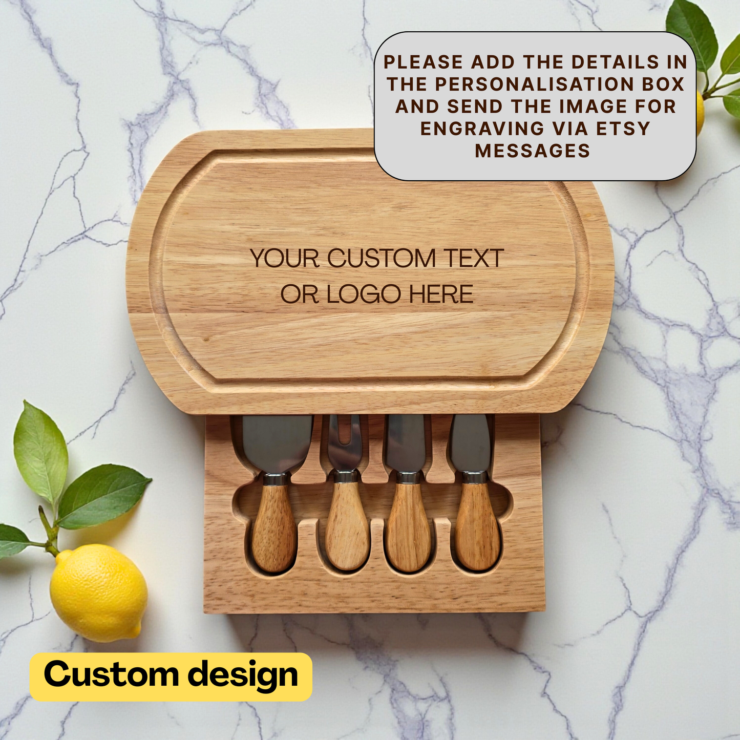Personalised Oval Cheese Board Set Luxury Gift