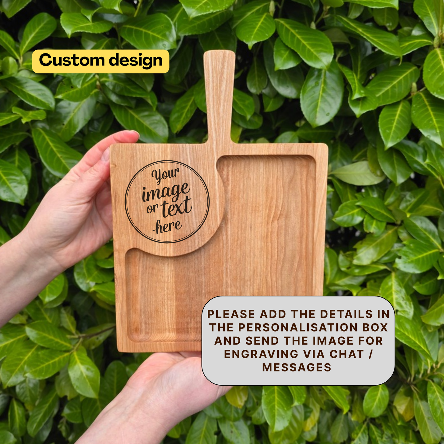 Personalised Wooden Tray Coffee and Cake Serving Board Gift for Teacher