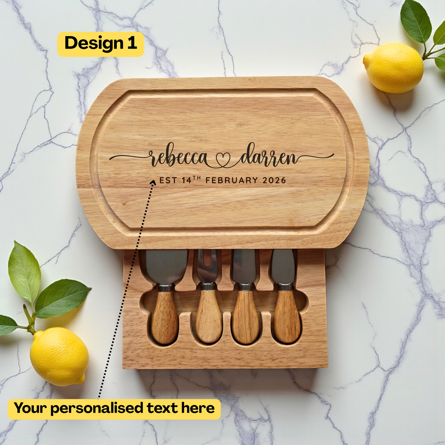 Personalised Cheese Board Set, Wedding and Couples, Anniversary, Birthday Gift