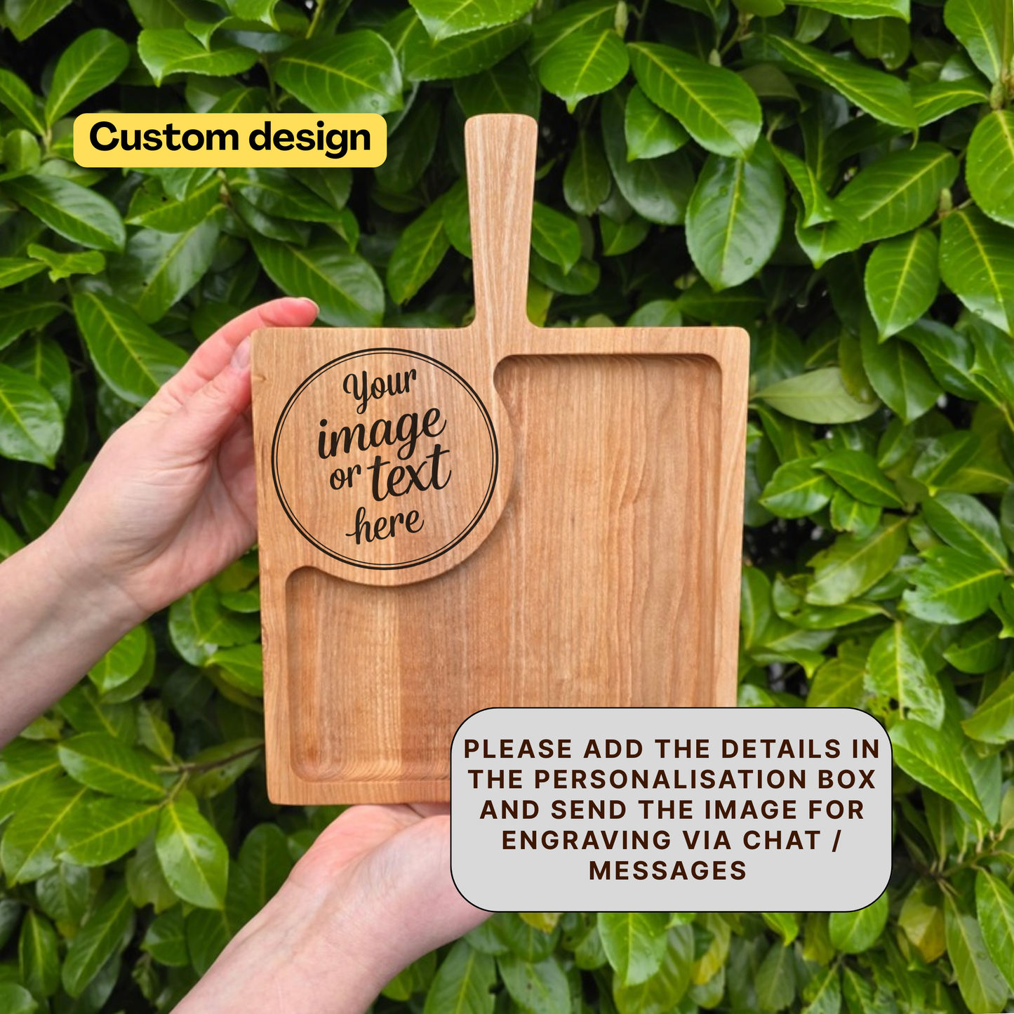 Laser Engraved Personalised Wooden Coffee and Cake Serving Board