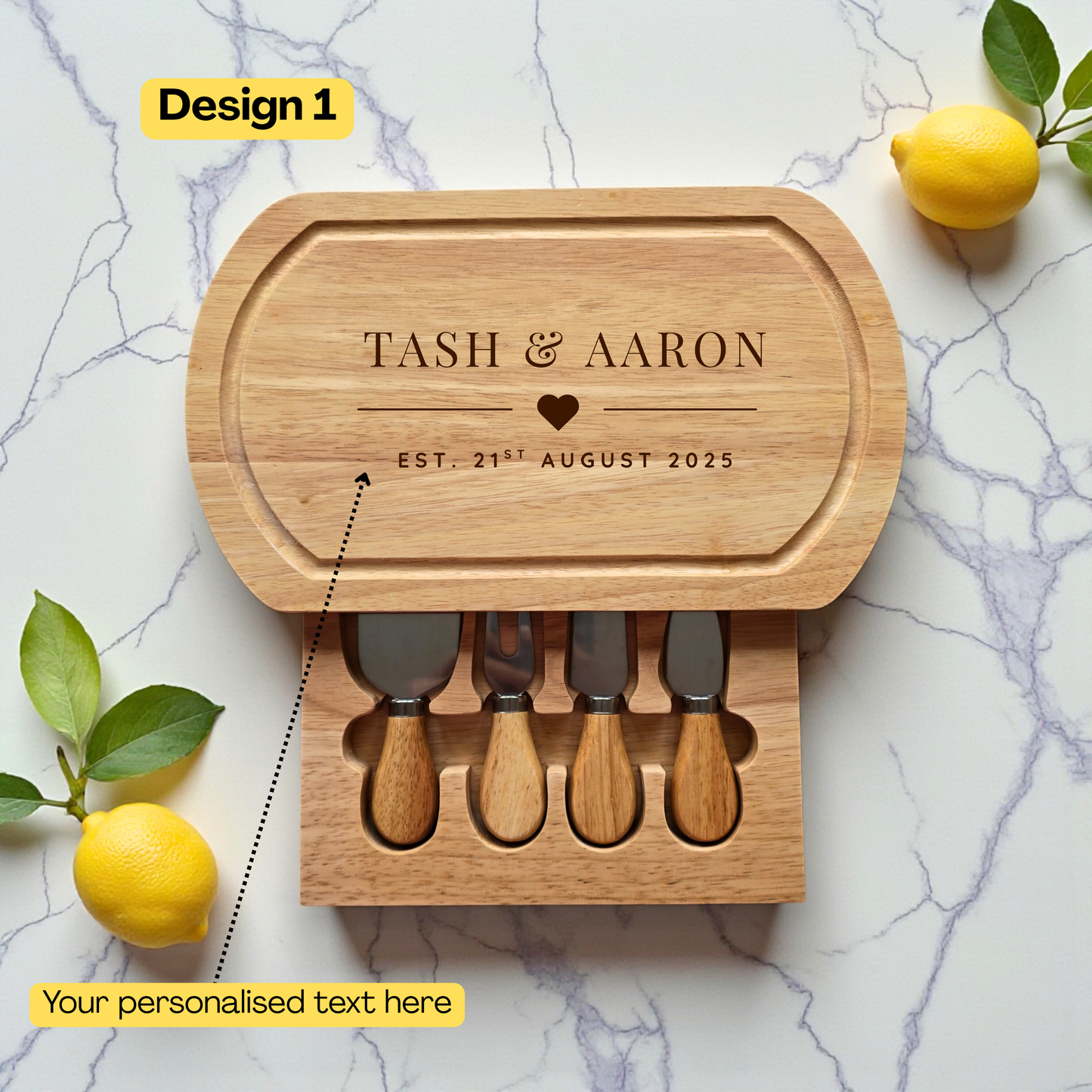 Personalised Oval Cheese Board Set Wedding Gift