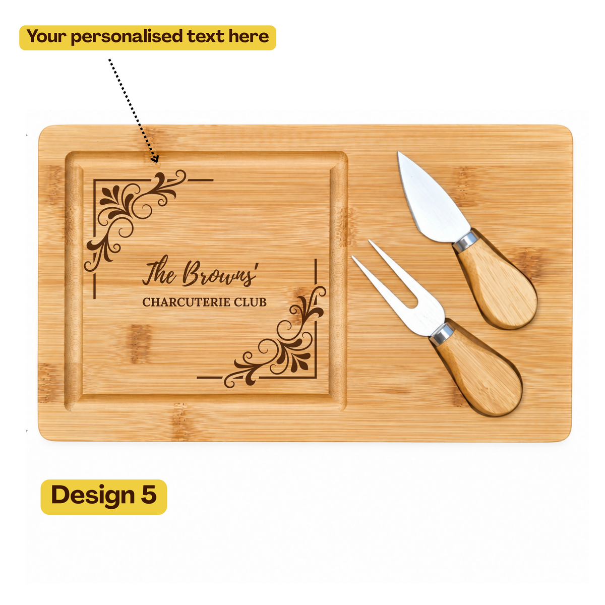 Personalised Bamboo Cheese Board : Wedding, Anniversary & Housewarming Gift