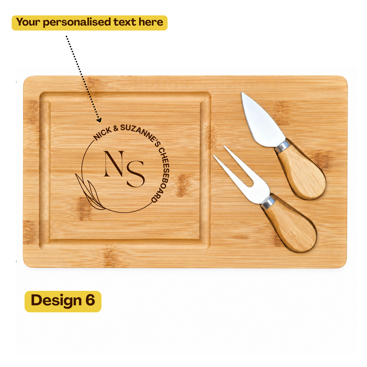 Personalised Bamboo Cheese Board : Wedding, Anniversary & Housewarming Gift