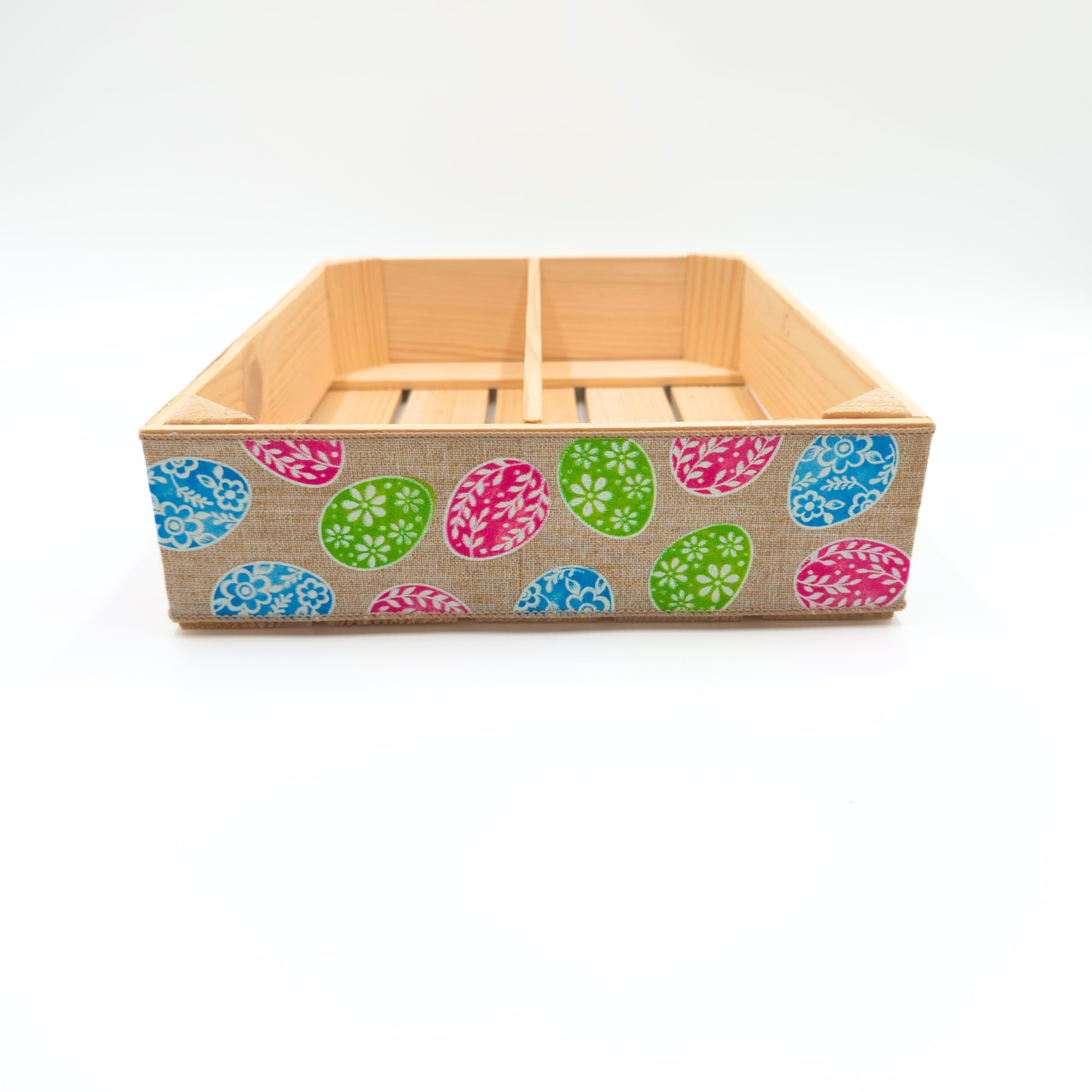 Empty Wooden Hamper Easter Egg Decorated Gift Crate
