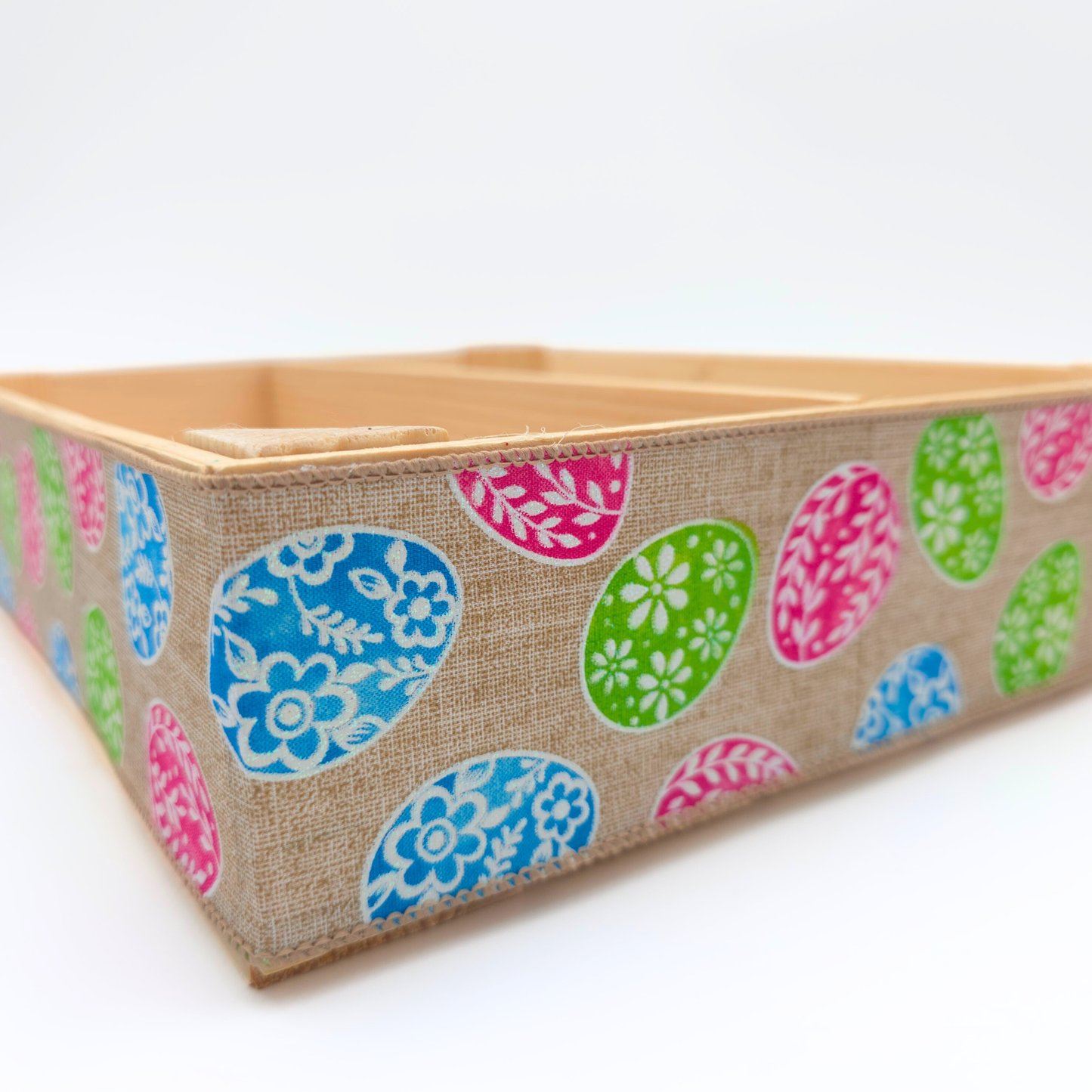 Empty Wooden Hamper Easter Egg Decorated Gift Crate