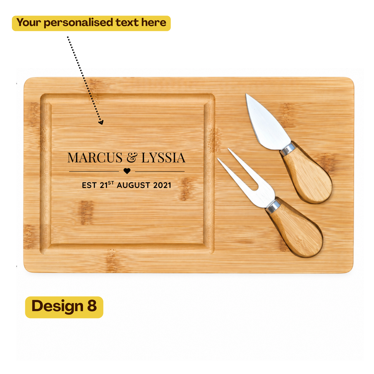 Personalised Bamboo Cheese Board : Wedding, Anniversary & Housewarming Gift