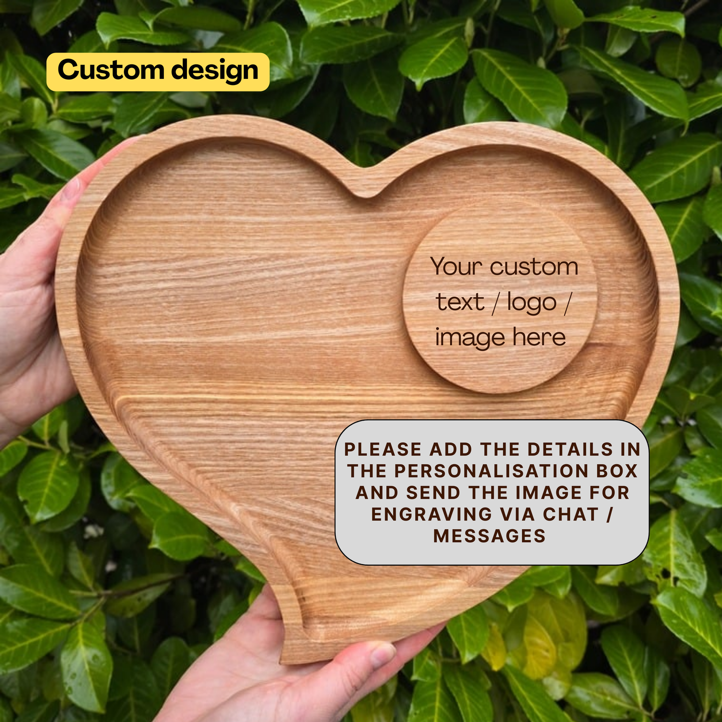 Personalised Heart Shaped Wooden Platter Ideal Wedding Gift