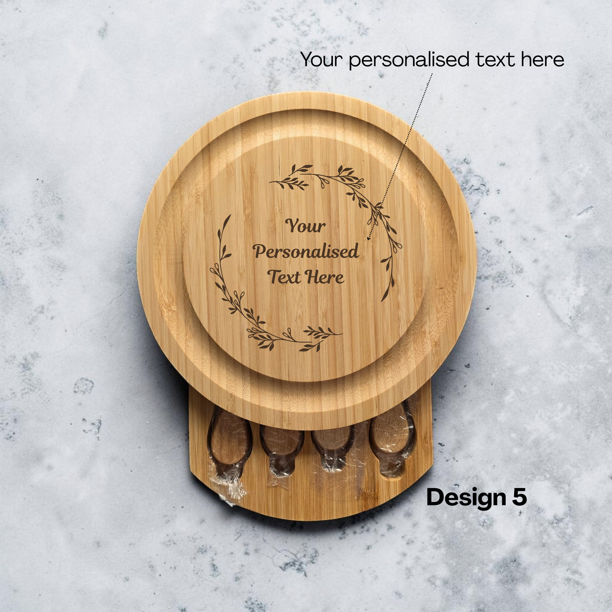Personalised Bamboo Cheese Board Set: Engraved Gift for Couples