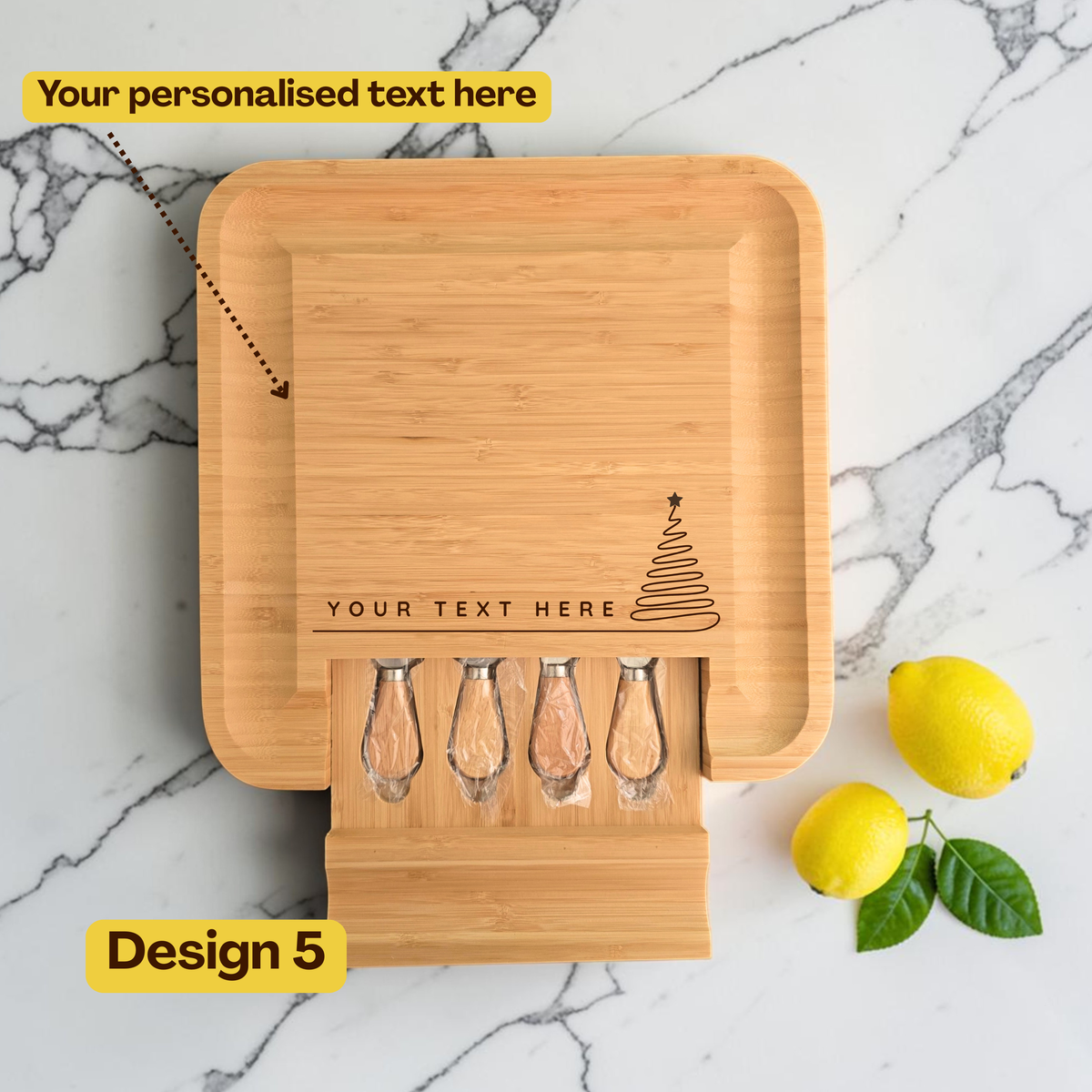 Personalised Large Square Cheeseboard Gift Set for Christmas