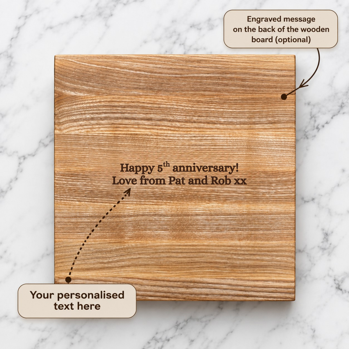 Personalised Square Wooden Charcuterie Board with Four Compartments