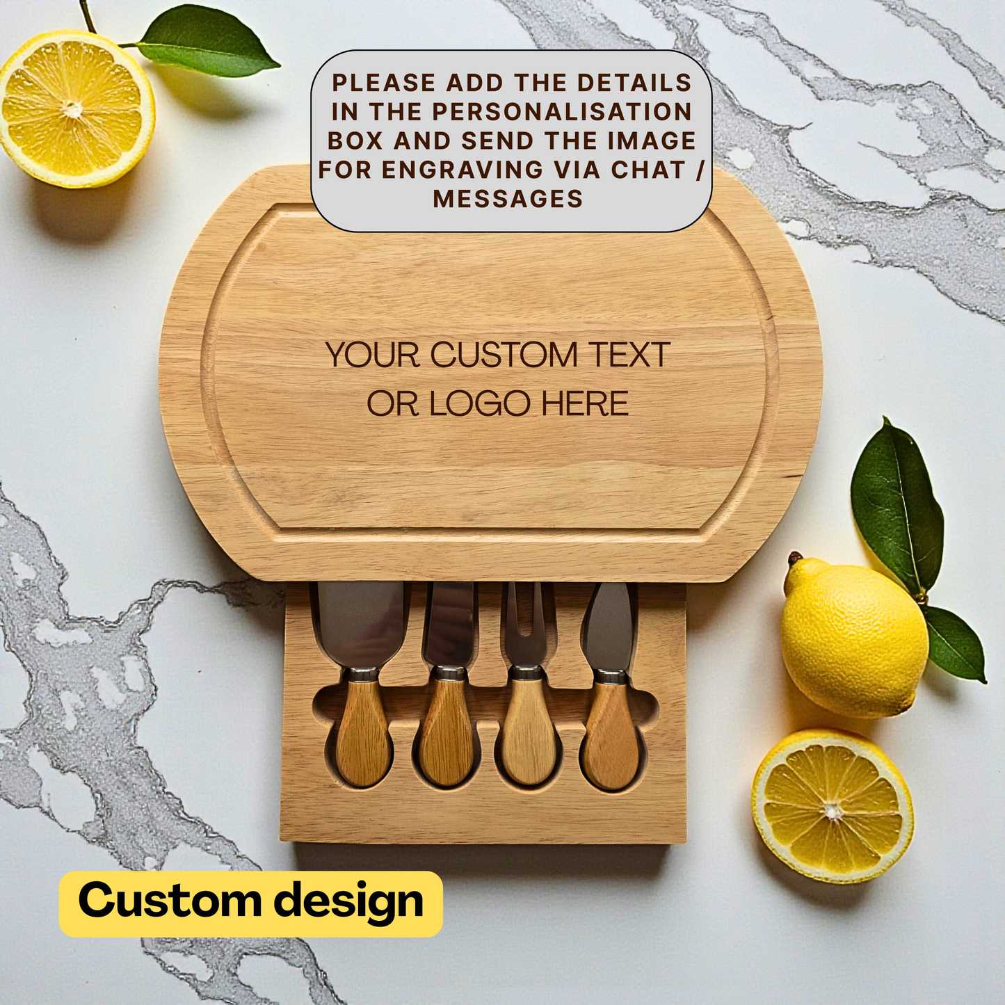 Personalised Large Oval Cheese Board Set Perfect Gift