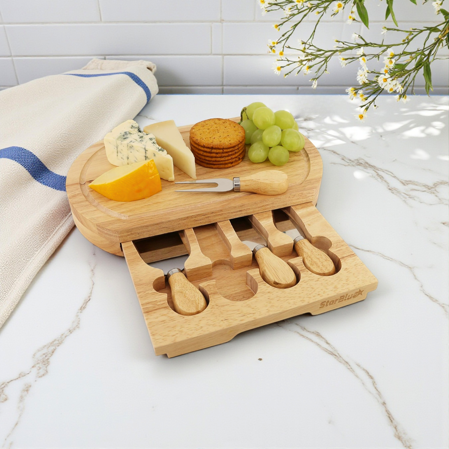 Personalised Oval Cheese Board Set Luxury Gift