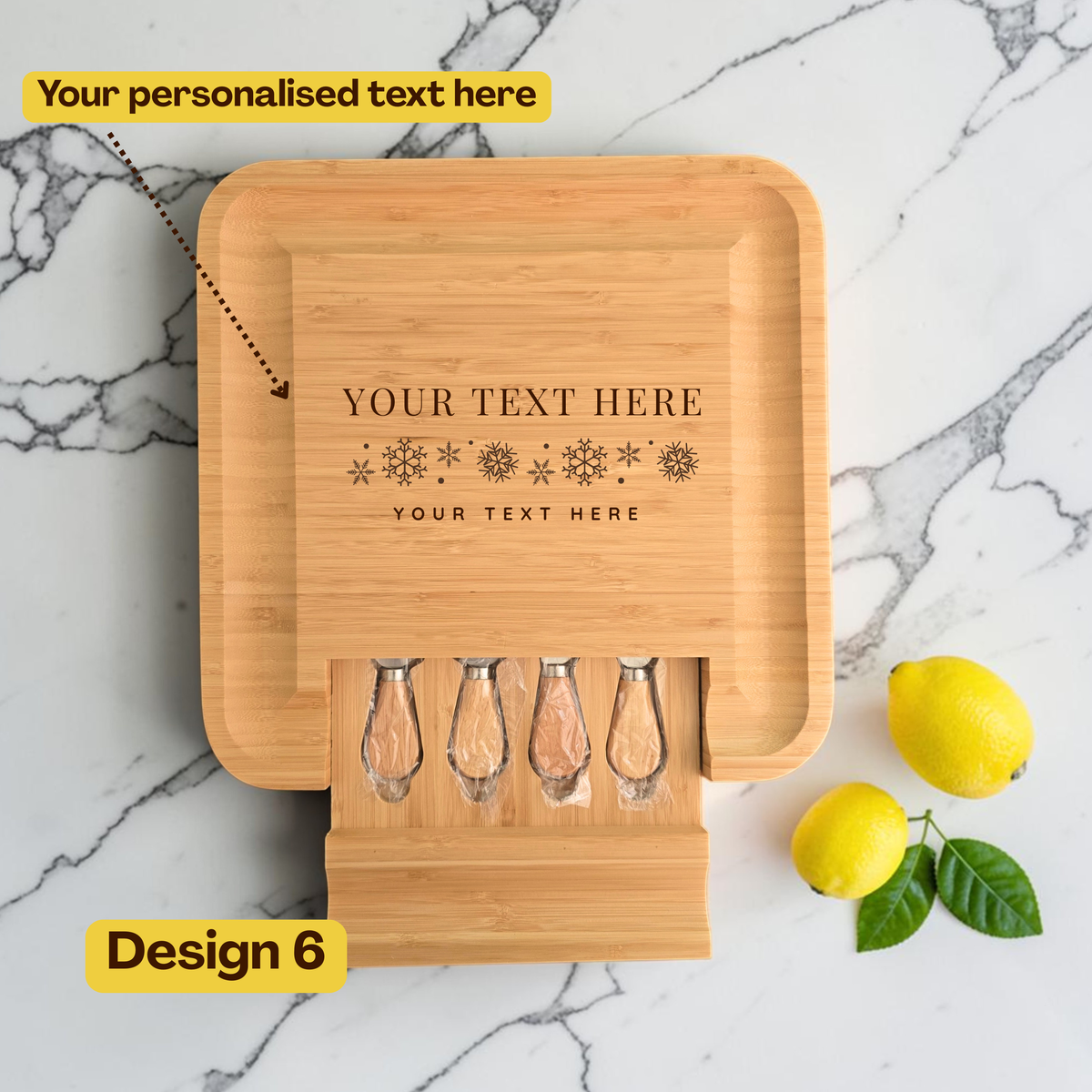 Personalised Large Square Cheeseboard Gift Set for Christmas