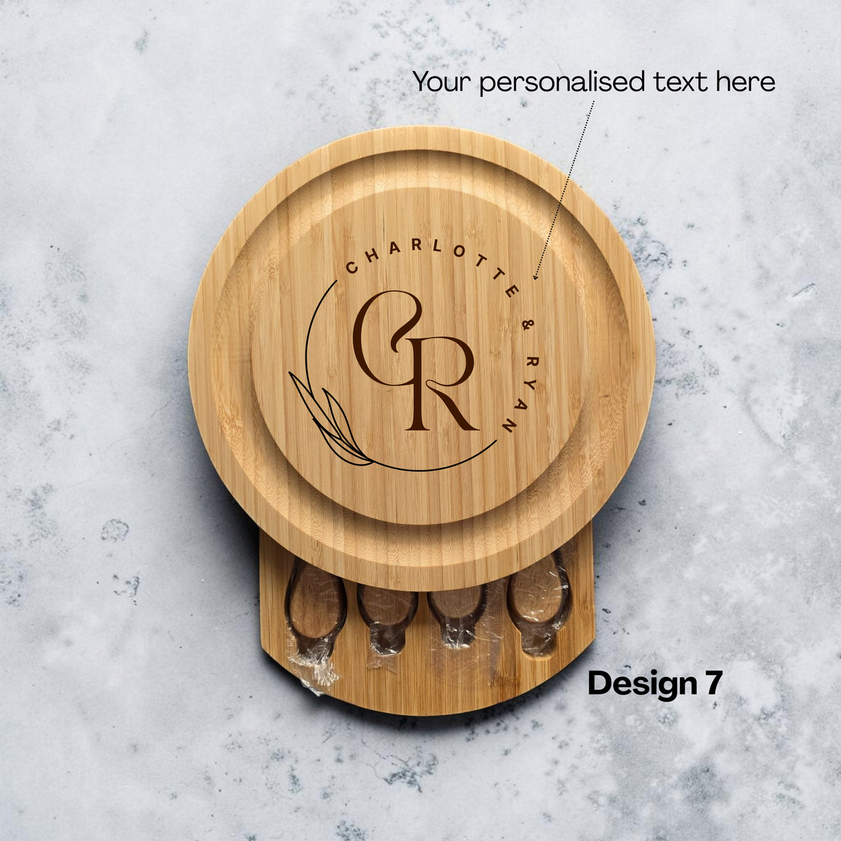 Personalised Bamboo Cheese Board Set: Engraved Gift for Couples