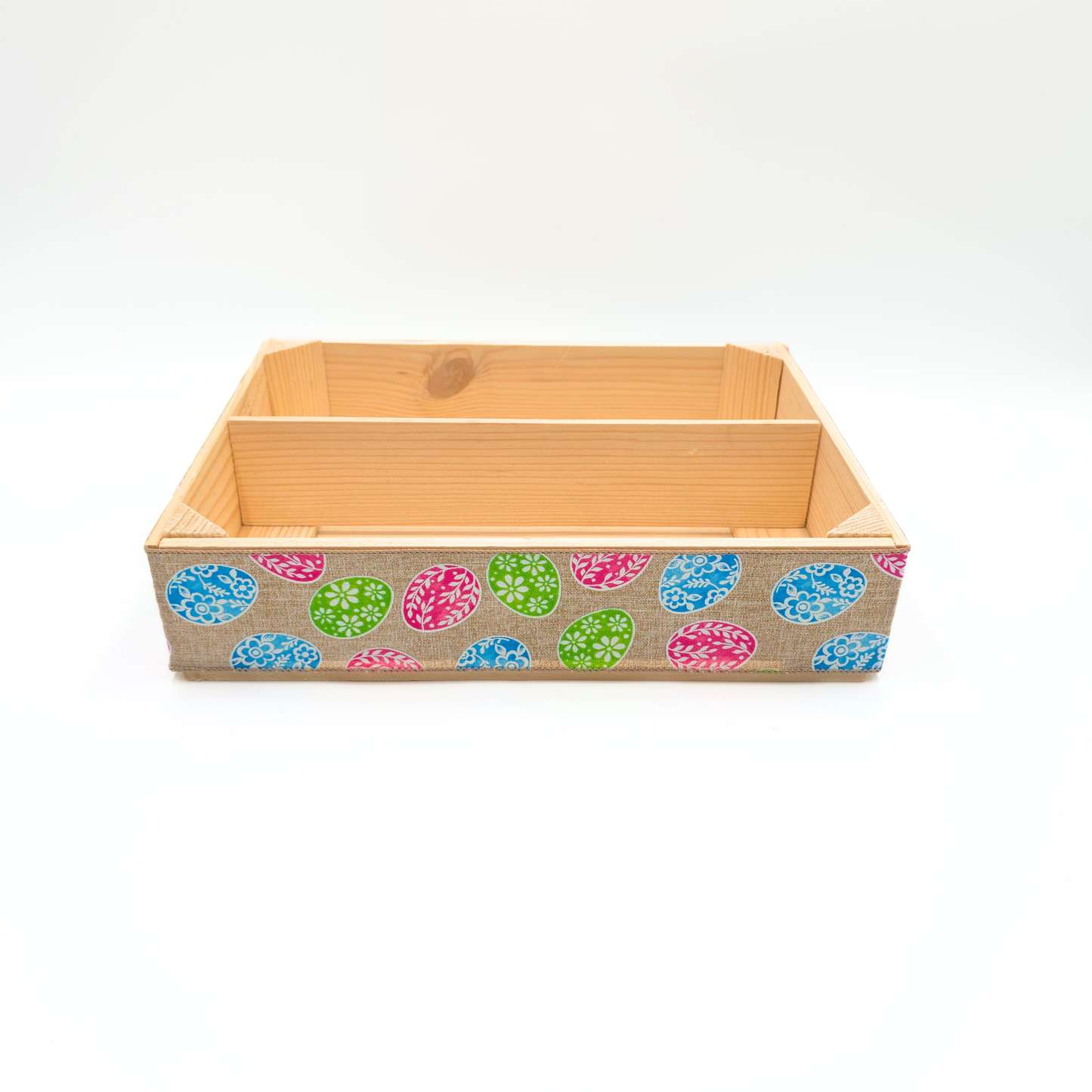 Empty Wooden Hamper Easter Egg Decorated Gift Crate