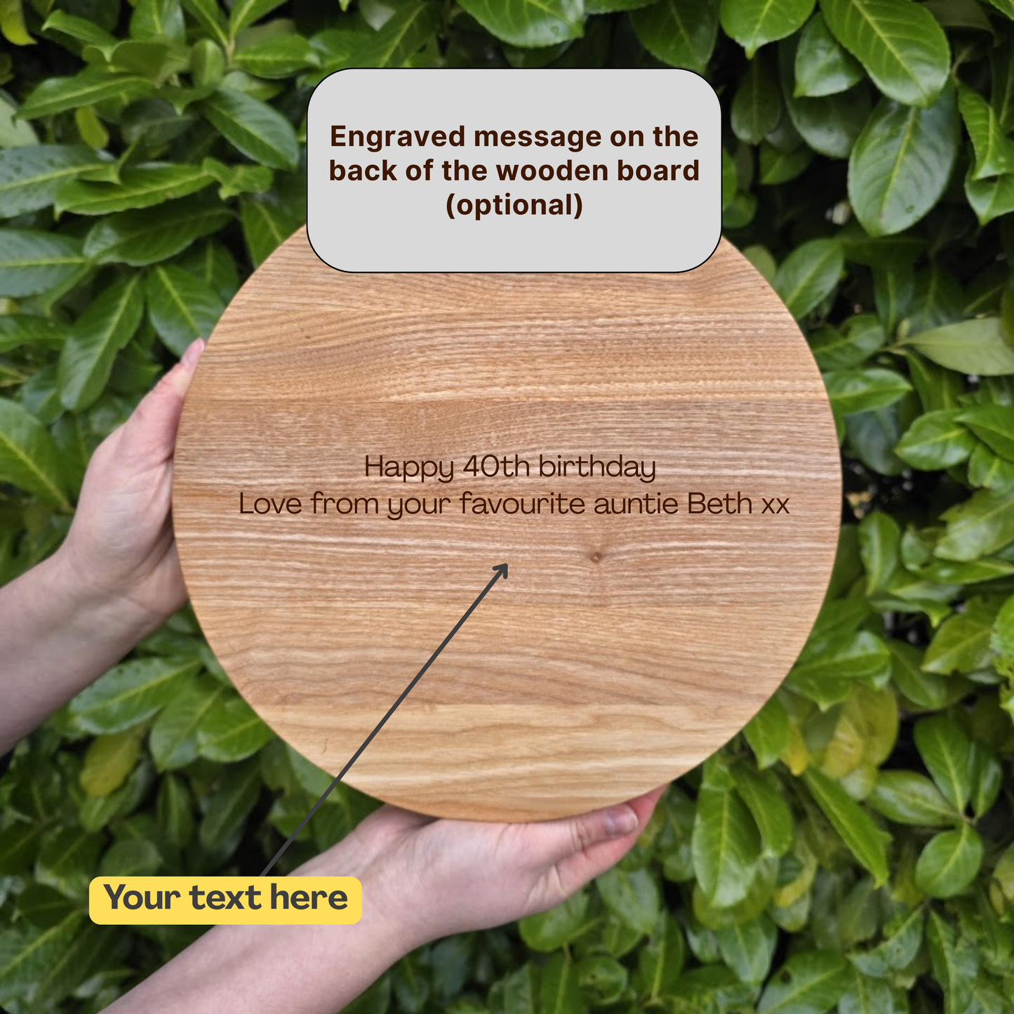 Personalised Gift Wooden Round Serving Board