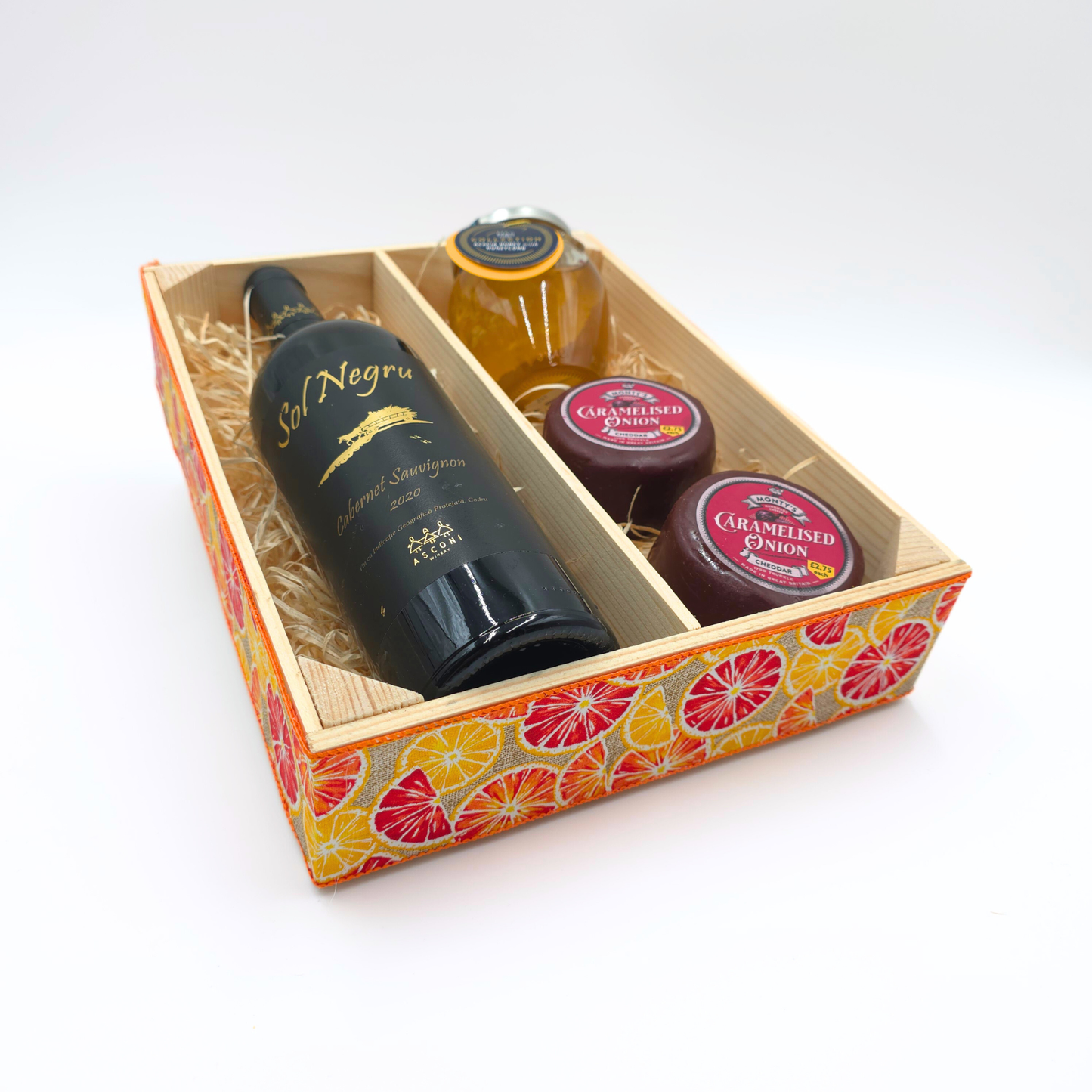 Empty Wooden Hamper Lush Oranges Decorated Gift Crate
