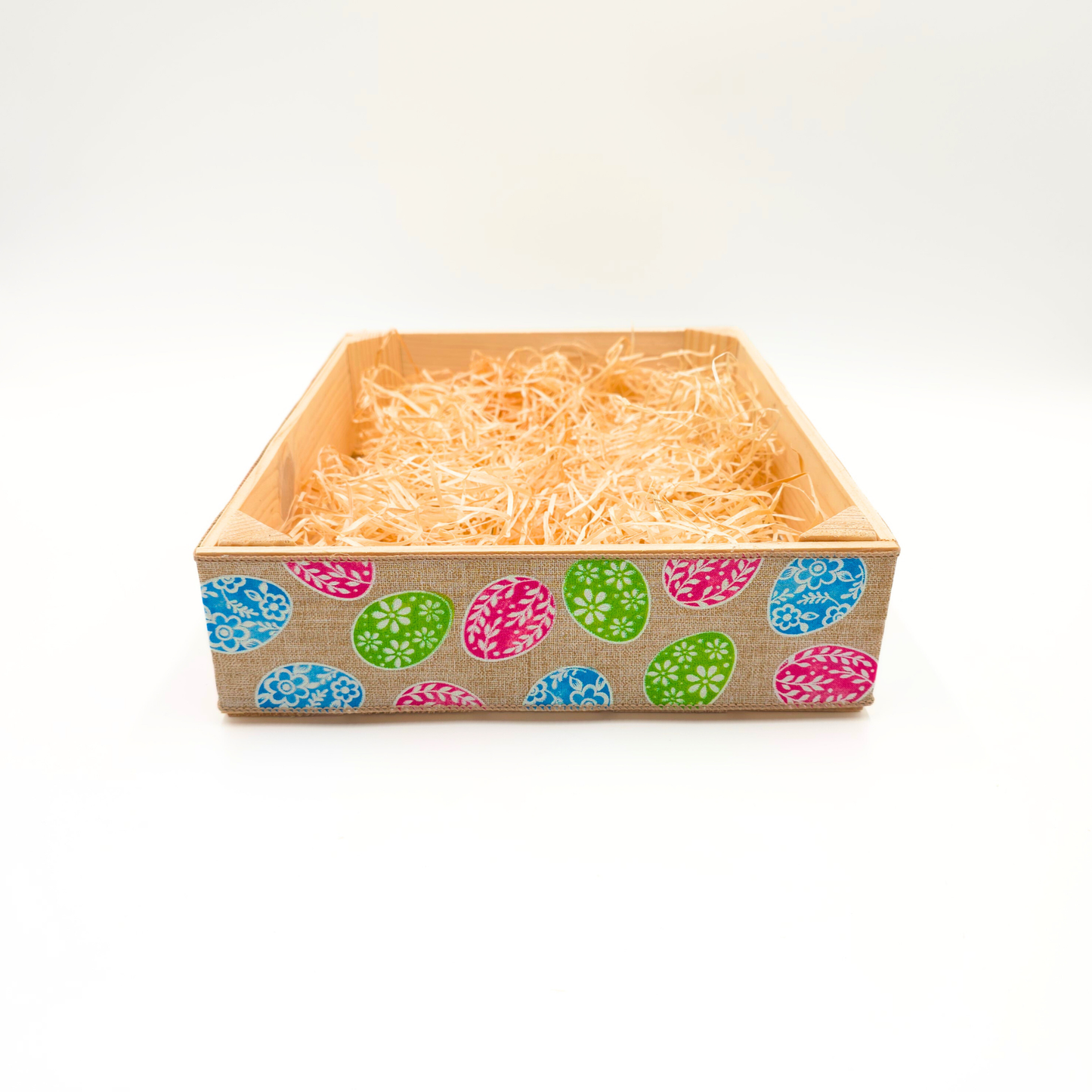 Empty Wooden Hamper Easter Egg Decorated Gift Crate