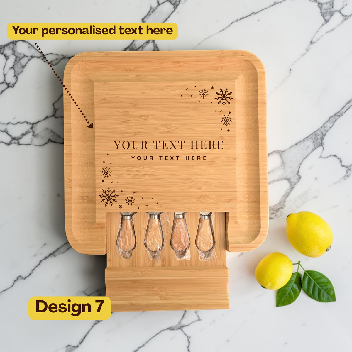 Personalised Large Square Cheeseboard Gift Set for Christmas