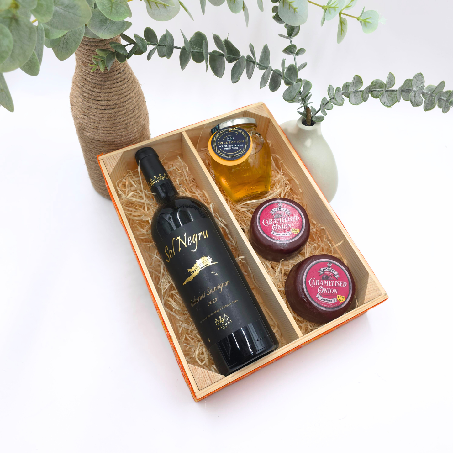 Empty Wooden Hamper Lush Oranges Decorated Gift Crate
