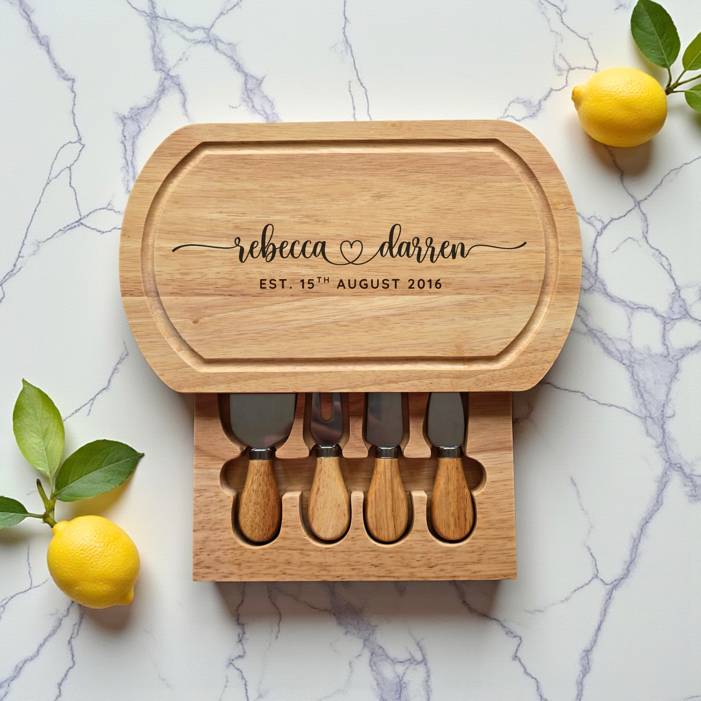 Personalised Cheese Board Set, Wedding and Couples, Anniversary, Birthday Gift