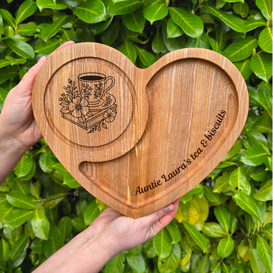 Personalised Heart Shaped Wooden Serving Board Gift for Couple