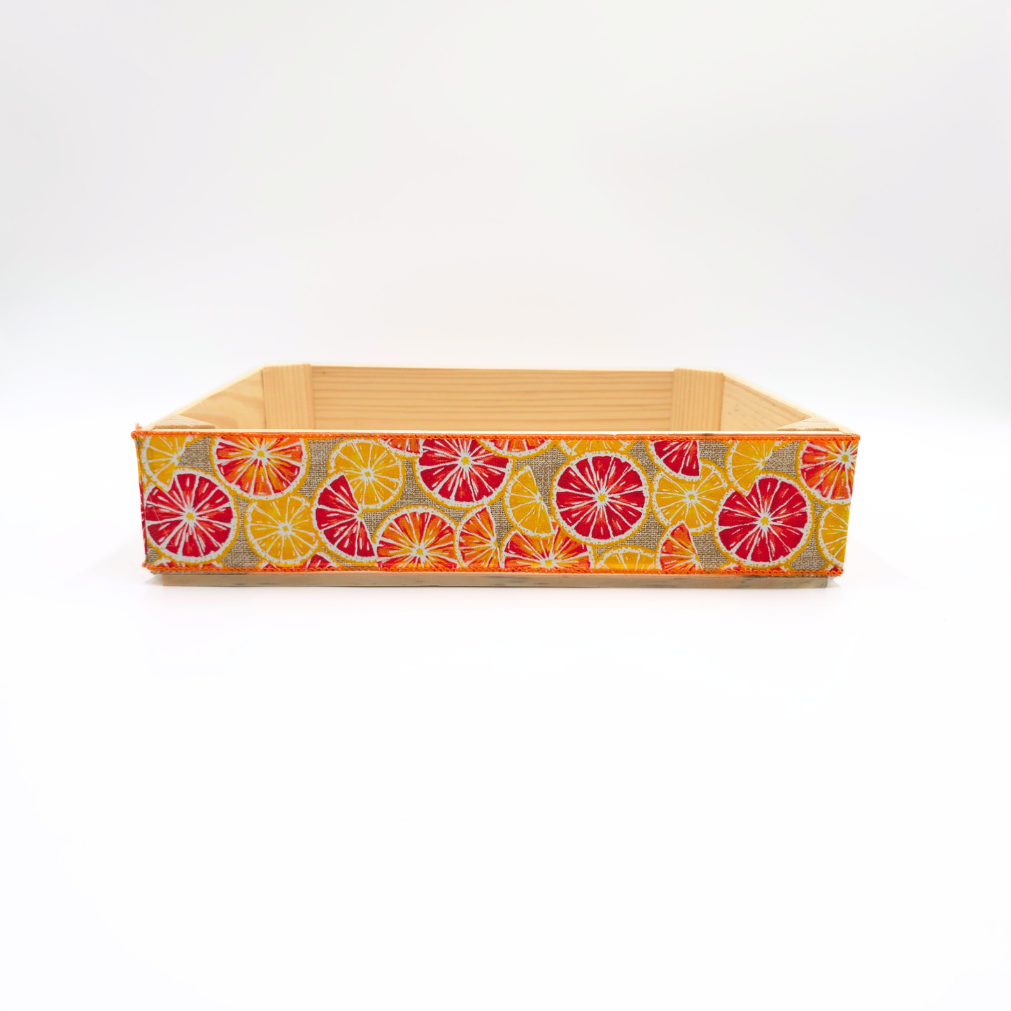 Empty Wooden Hamper Lush Oranges Decorated Gift Crate