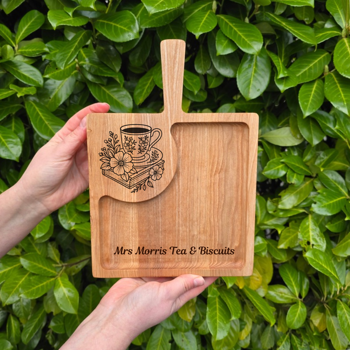 Personalised Wooden Tray Coffee and Cake Serving Board Gift for Teacher