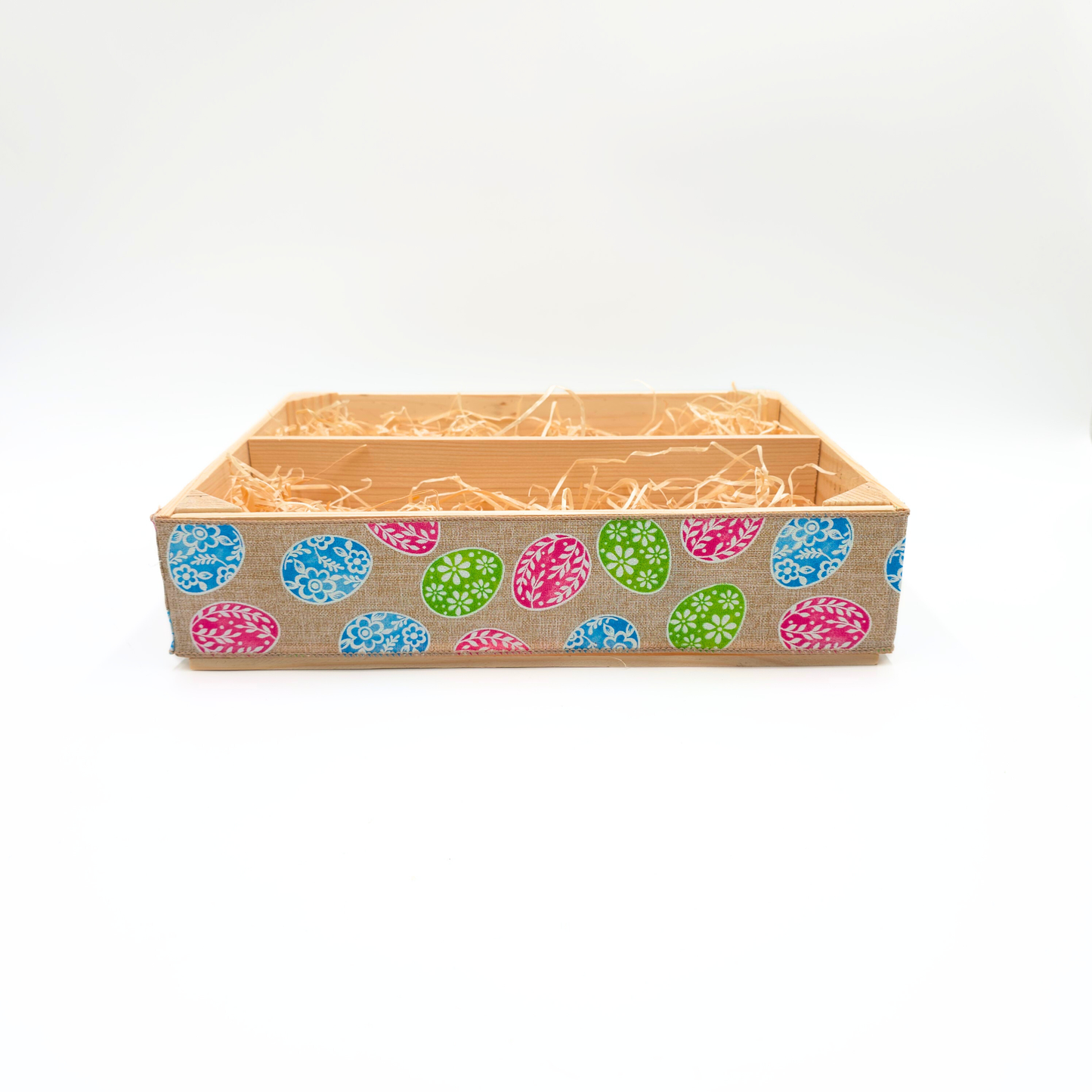 Empty Wooden Hamper Easter Egg Decorated Gift Crate