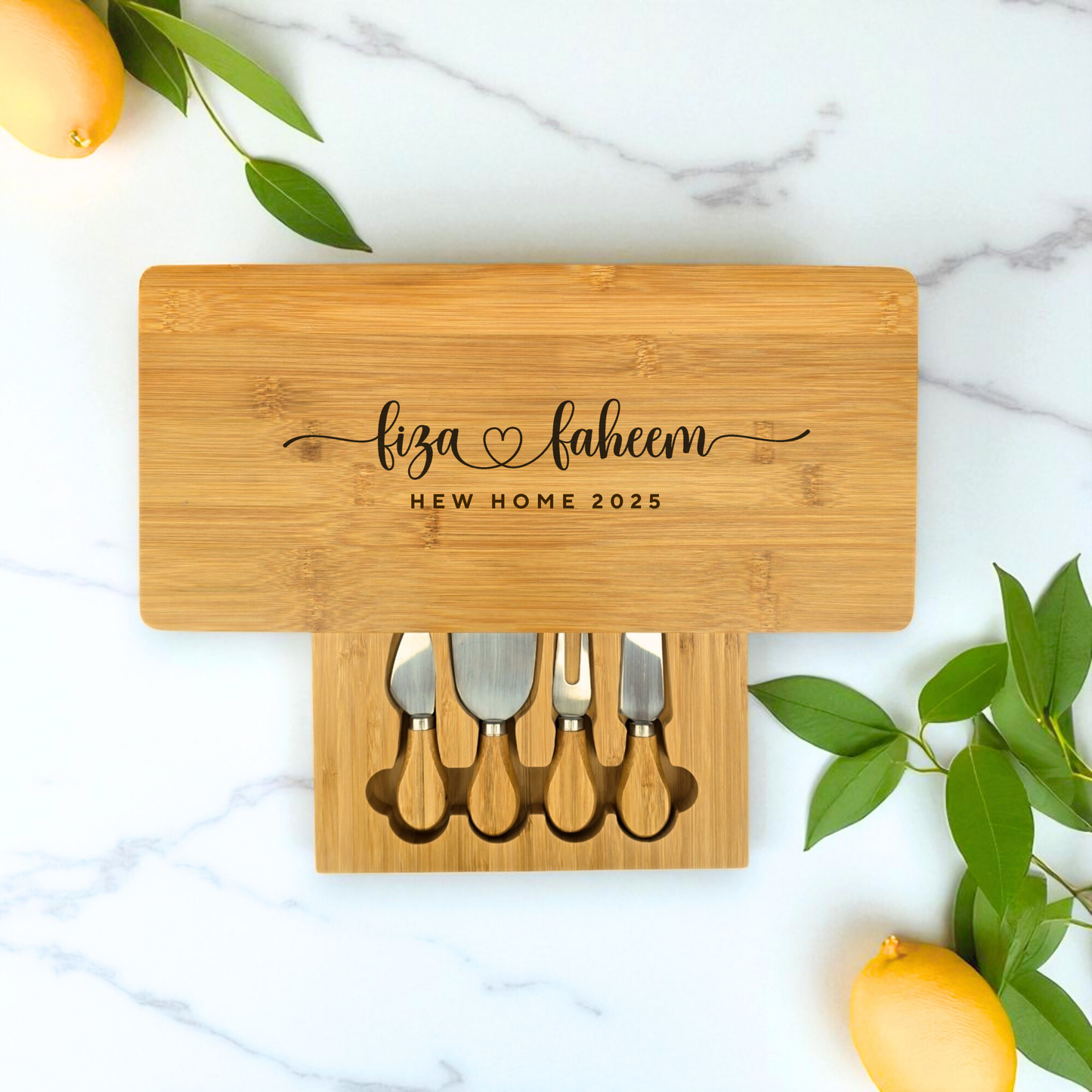 Personalised Cheese Board Set, Wedding and Couples, New Home, Anniversary, Birthday Gift