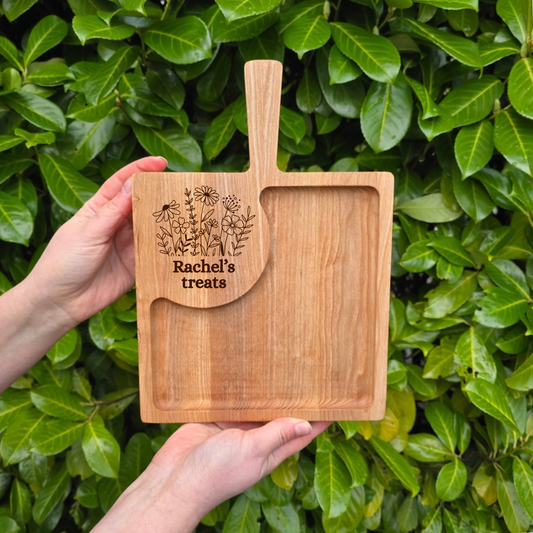 Laser Engraved Personalised Wooden Coffee and Cake Serving Board