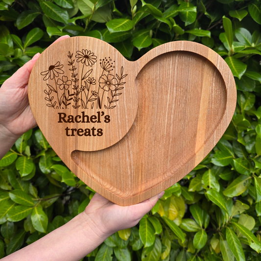 Personalised Heart Shaped Wooden Platter Gift for Newlyweds