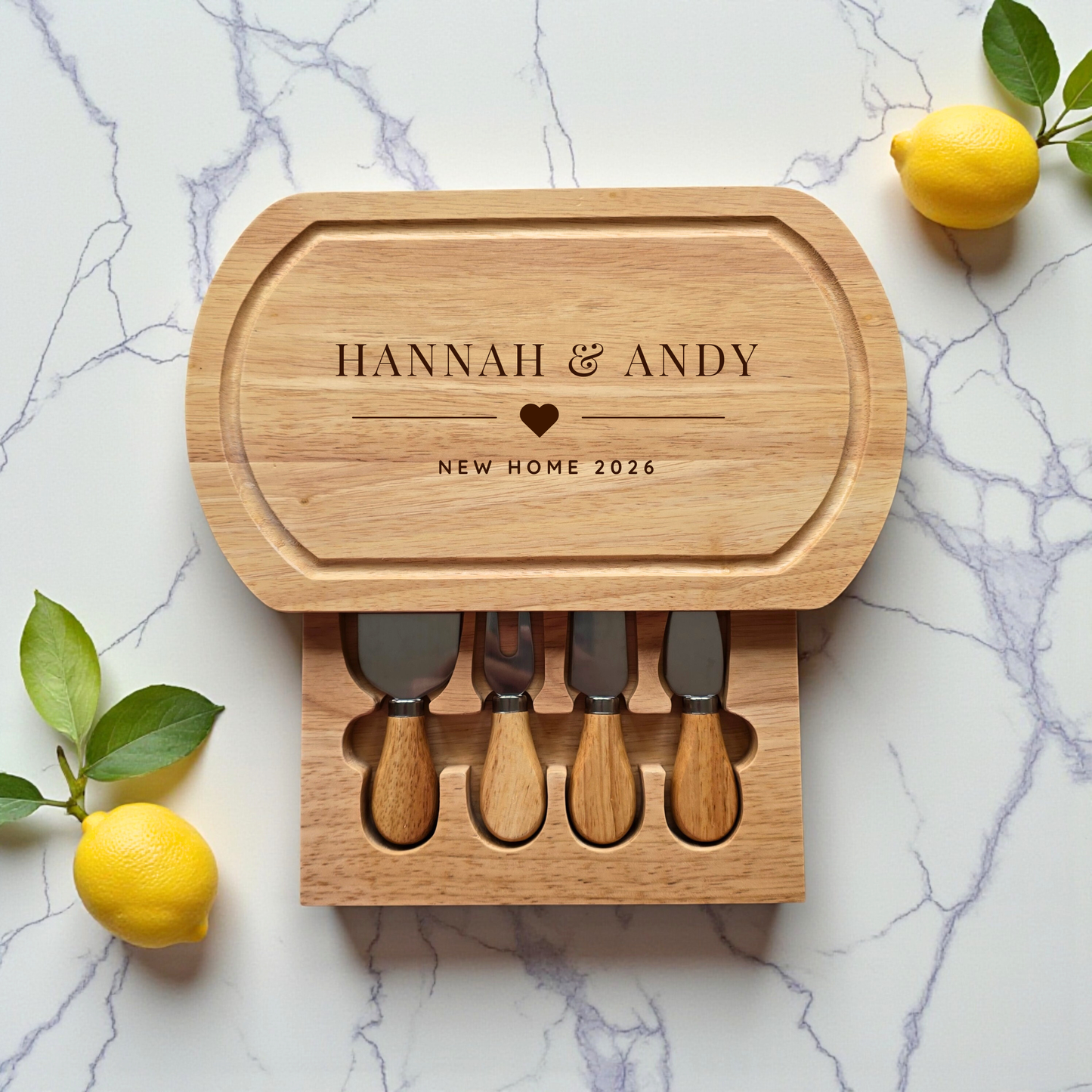 Personalised Oval Cheese Board Set Wedding Gift
