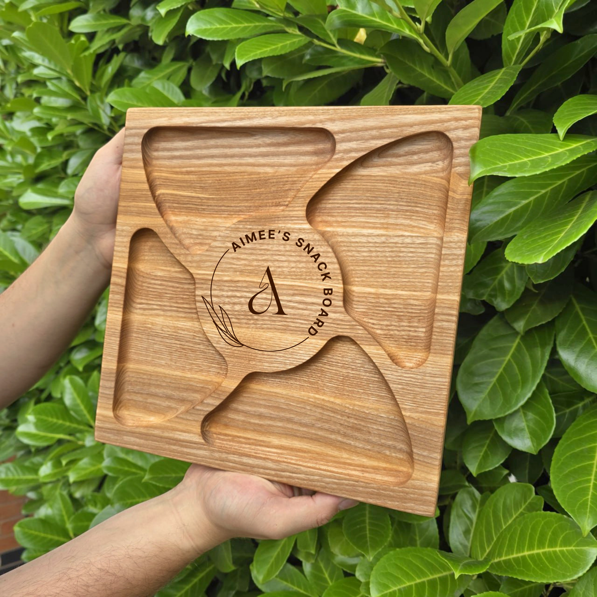 Personalised Square Wooden Charcuterie Board with Compartments