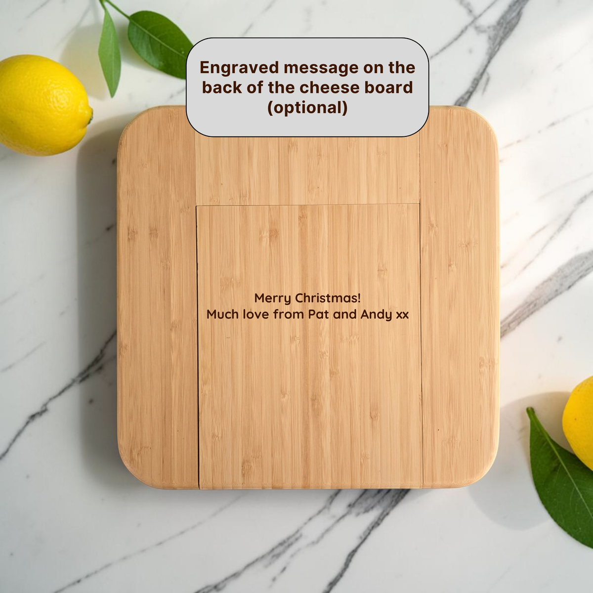 Personalised Large Square Cheeseboard Gift Set for Christmas