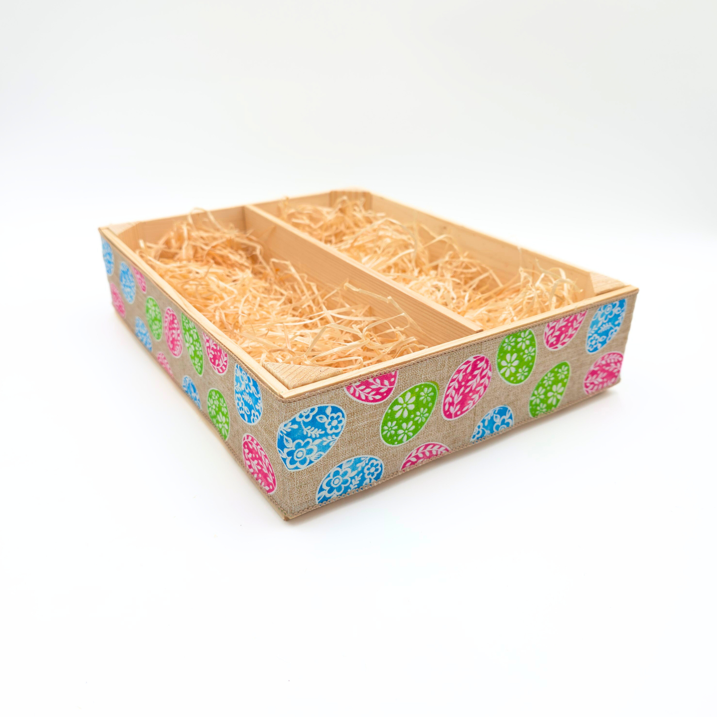 Empty Wooden Hamper Easter Egg Decorated Gift Crate