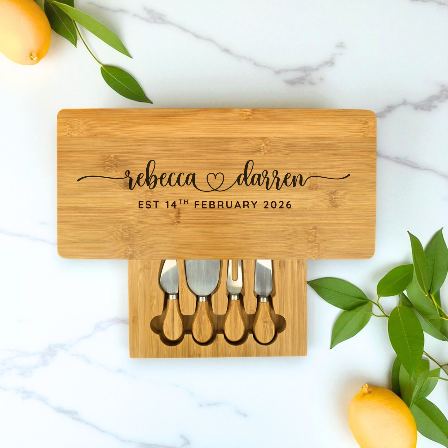 Personalised Cheese Board Set, Wedding and Couples, New Home, Anniversary, Birthday Gift