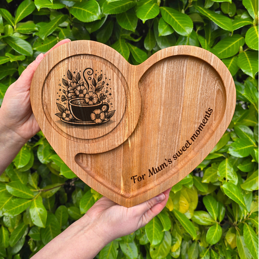 Personalised Heart Shaped Wooden Serving Board Gift for Couple
